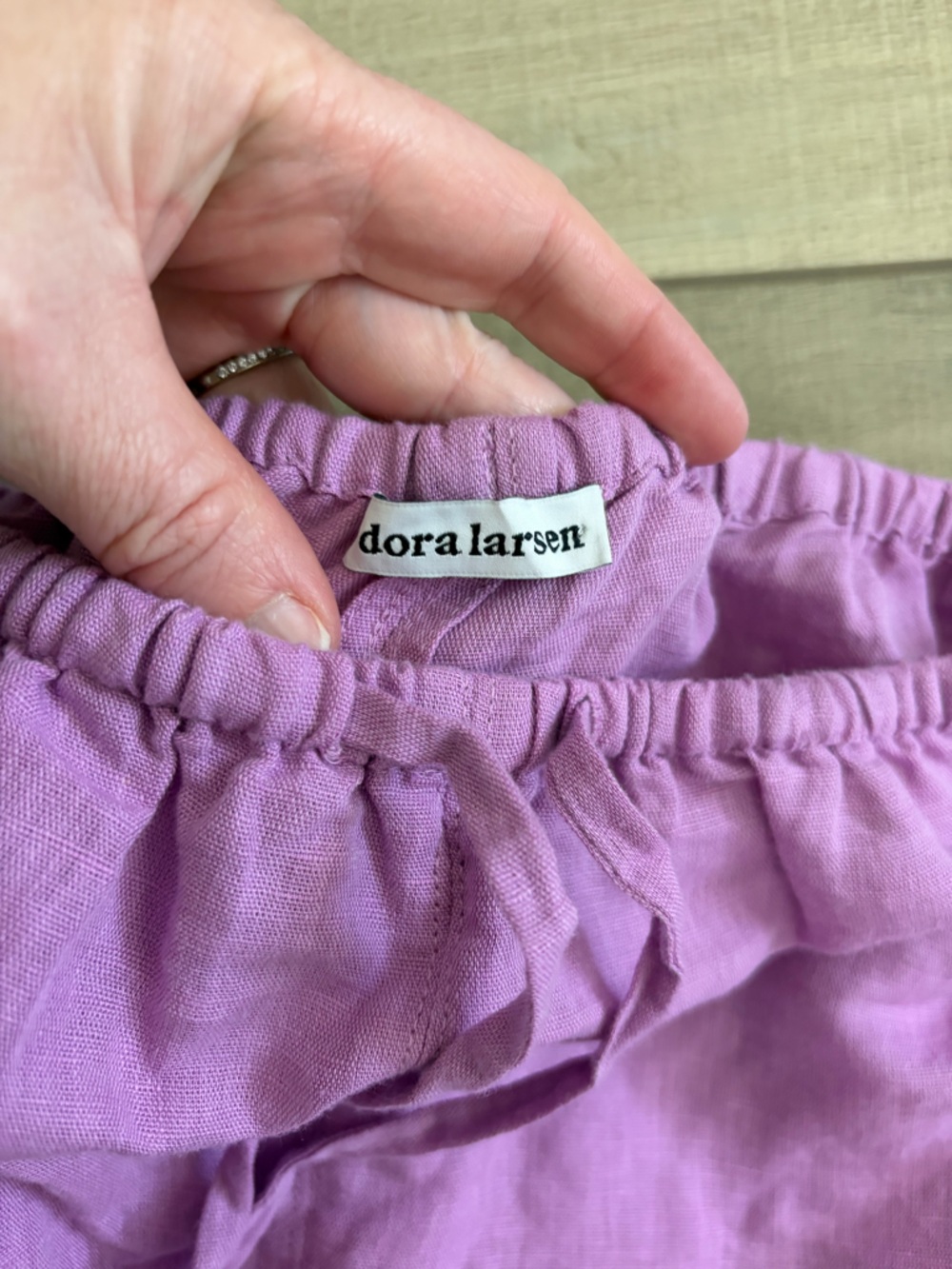 Dora Larsen Free People Lavender Red Ruffle Pull On Linen Organic Cotton Shorts - Picture 6 of 11